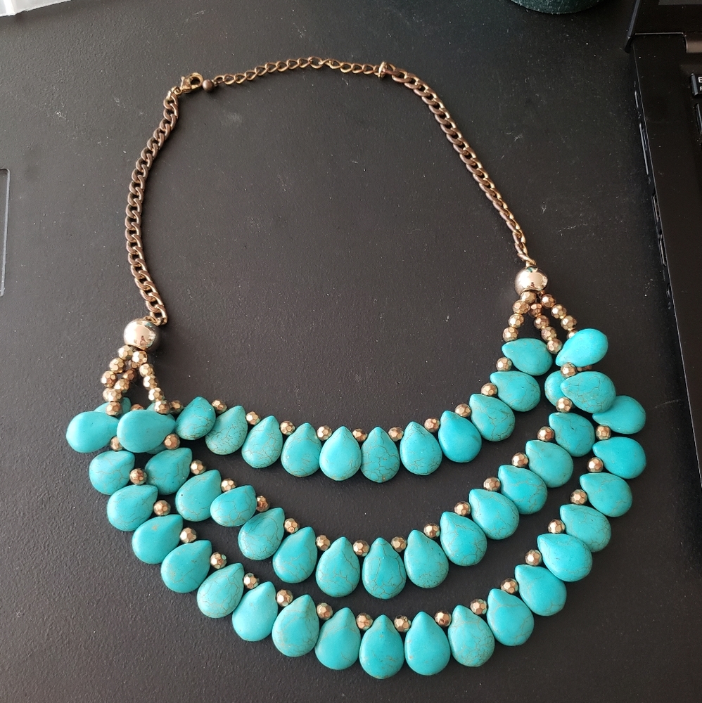 Super cute boho chic turquoise costume necklace